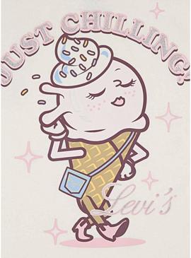 Camiseta Levis Just Chillling bege para menina.