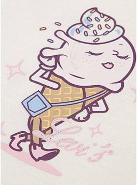 Camiseta Levis Just Chillling bege para menina.