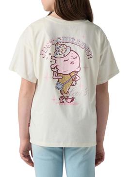 Camiseta Levis Just Chillling bege para menina.