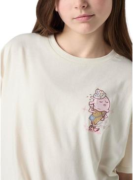 Camiseta Levis Just Chillling bege para menina.