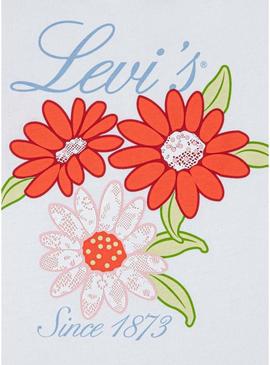 Camiseta Levis Floral branca para menina.