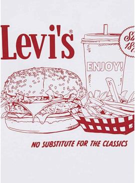 Camisa Levis Burger Meal branca para criança.