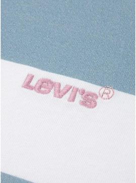 Camiseta Levis Big Stripe azul para criança.