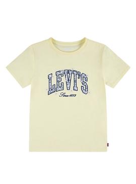 Camiseta Levis Chambray Applique amarela para menina.