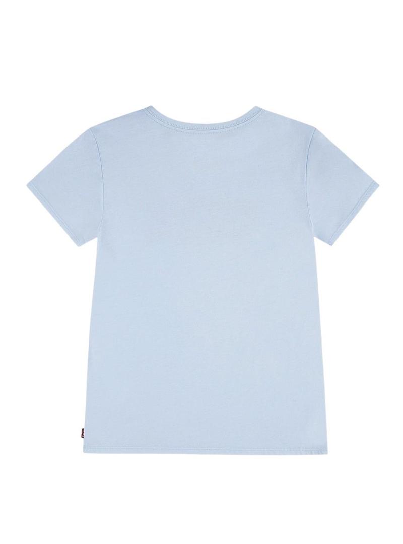 Camiseta Levis Batwing azul claro para meninas e meninos.