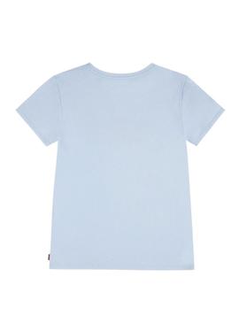 Camiseta Levis Batwing azul claro para meninas e meninos.