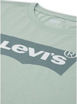 Camiseta Levis Batwing verde para menina e menino.