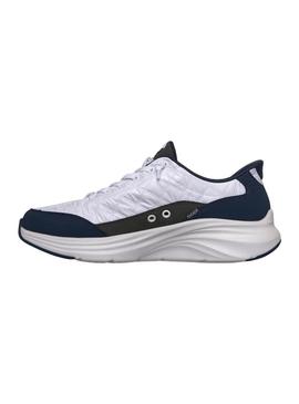 Tênis Skechers Contour Foam branco e azul marinho para homem.