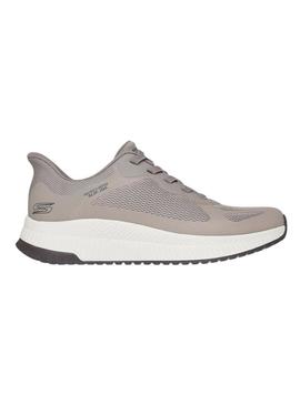 Tênis Skechers Bobs Squad Slip 4 taupe para homens.