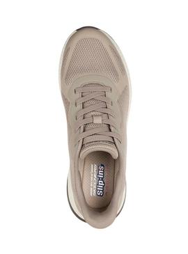 Tênis Skechers Bobs Squad Slip 4 taupe para homens.