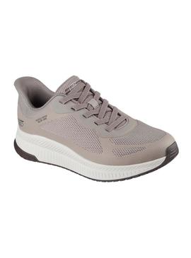 Tênis Skechers Bobs Squad Slip 4 taupe para homens.