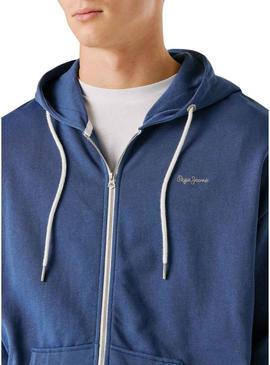 Moletom com zíper Pepe Jeans Geo azul para homem.