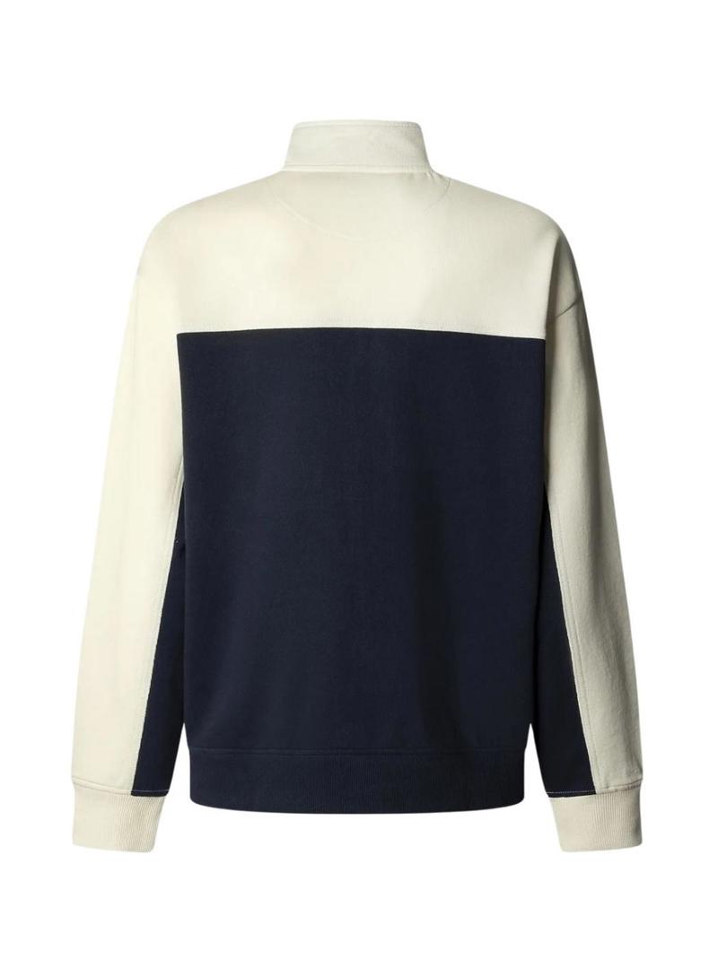 Moletom Pepe Jeans Gaspar Nothing Hill azul e branco para homem.