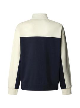 Moletom Pepe Jeans Gaspar Nothing Hill azul e branco para homem.