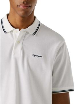 Camisa Polo Pepe Jeans Carson branca para homem.