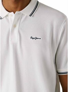 Camisa Polo Pepe Jeans Carson branca para homem.