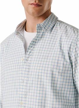 Camisa Pepe Jeans Presley geométrica azul e branca para homem.