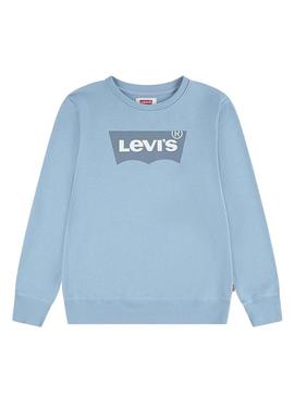 Moletom Levis Batwing French Terry azul para meninos e meninas.