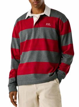 Camisa polo Pepe Jeans Craig vermelha e cinza para homens