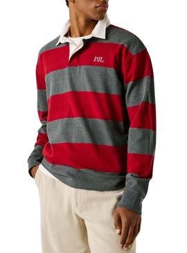 Camisa polo Pepe Jeans Craig vermelha e cinza para homens