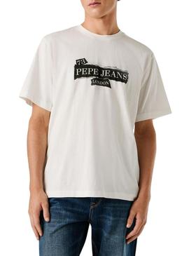 Camisa Pepe Jeans Griffin branca para homens.