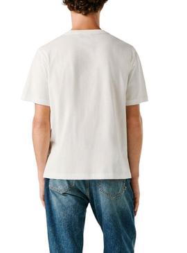 Camiseta Pepe Jeans Shad bulldog branca para homem.