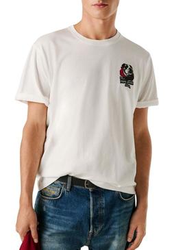 Camiseta Pepe Jeans Shad bulldog branca para homem.