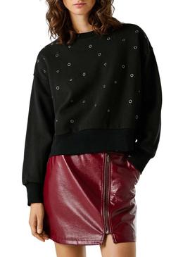 Moletom Pepe Jeans Baulena preto para mulher.