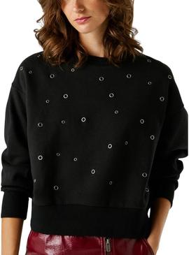 Moletom Pepe Jeans Baulena preto para mulher.