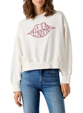 Moletom Pepe Jeans Bernis branco para mulher.