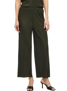 Calças Vila Viplisa plissadas verdes para mulher.