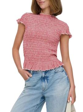 Top Only em padrão vichy vermelho para mulher.