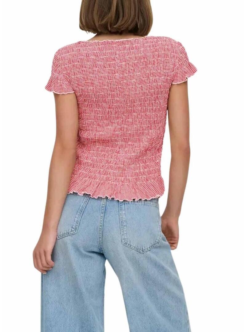 Top Only em padrão vichy vermelho para mulher.