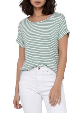 Camiseta Only Moster listras verdes para mulher.