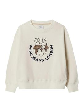 Moletom Pepe Jeans Bulldog Wilfred bege para menino.