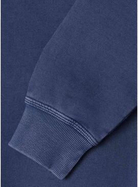 Moletom Pepe Jeans Vernon com logotipo circular azul escuro para menino.