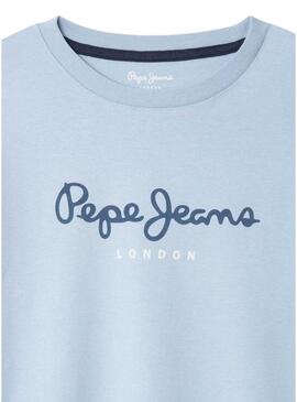 Camiseta Pepe Jeans New Arta logo azul claro para criança.