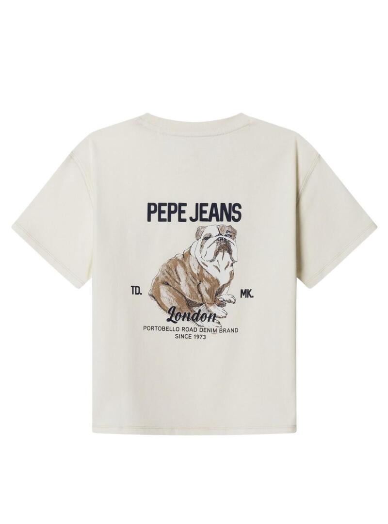 Camiseta Pepe Jeans Cutbert em branco para menino.