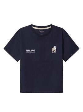 Camiseta Pepe Jeans Cutbert em azul marinho para menino.