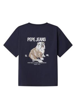 Camiseta Pepe Jeans Cutbert em azul marinho para menino.
