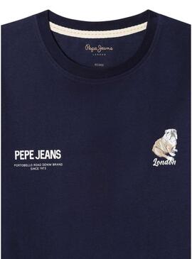 Camiseta Pepe Jeans Cutbert em azul marinho para menino.