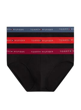 Pacote com 3 cuecas Tommy Hilfiger slip pretas para homens.