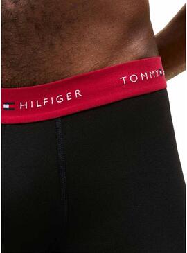 Pack 3 cuecas Tommy Hilfiger Trunk Signature preta cintura multi para homem.