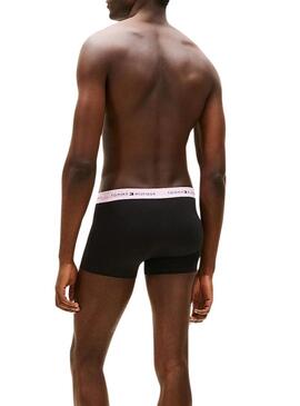 Pacote de 3 cuecas Tommy Hilfiger Trunk Signature preto multi para homem.