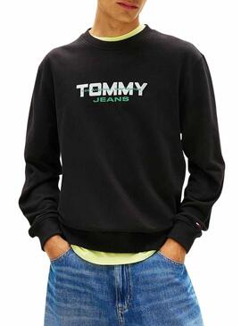 Moletom Tommy Jeans Essential DNA preto para homem.