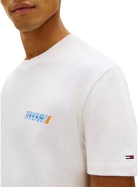 Camiseta Tommy Jeans Vintage logo traseiro bege para hombre