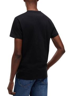 Camiseta Tommy Jeans Sign Chest Slim preta para homem