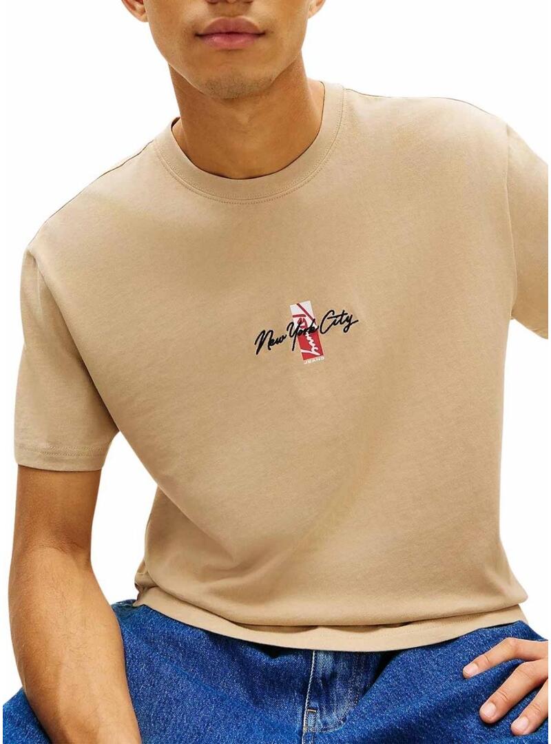 Camiseta Tommy Jeans Sign Block tostado para homem
