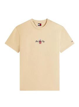 Camiseta Tommy Jeans Sign Block tostado para homem