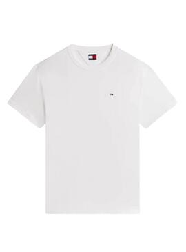 Camiseta Tommy Jeans Sflag branca para homem.